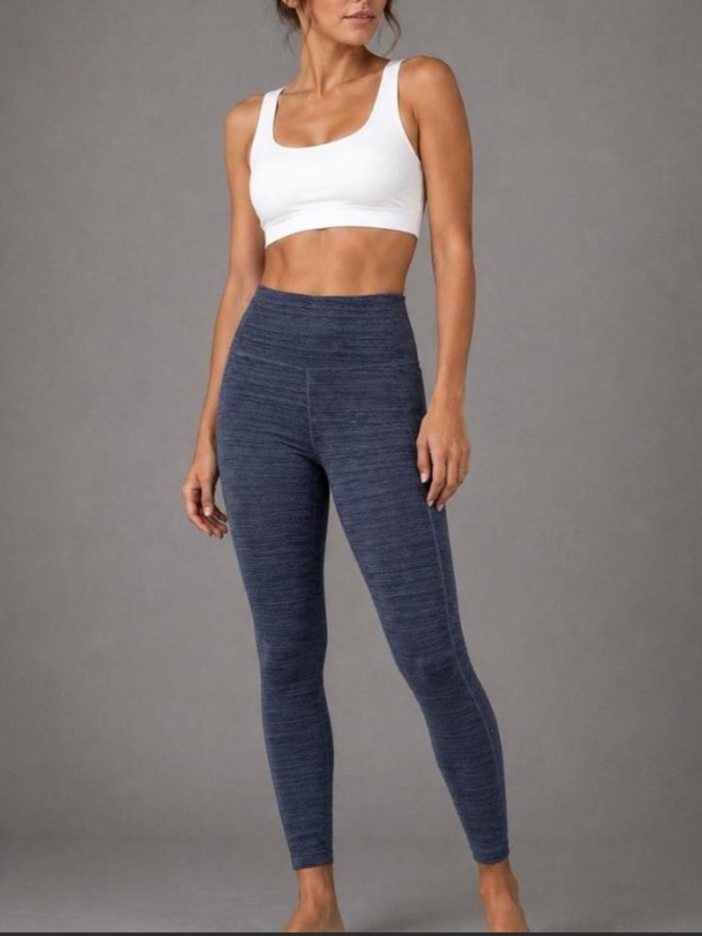 Athleta Navy Blue Space Dye High Rise Leggings Full Length Size XL athletic